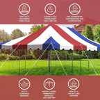 Party Tents Direct 20'x30' Weekender Canopy Pole Tent - Easy Up Canopy Tent with 120 Person Capacity - Outdoor Canopies for Parties, Weddings, & Events (Red White and Blue Top)