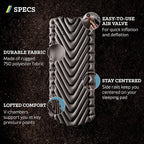 Klymit Static V Luxe Sleeping Pad, Lightweight Lofted Camping Air Mattress for Tents and Cars with Body Mapping Tech, 3 In Thick Grey