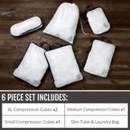 Extra Large Compression Packing Cube 6 Piece Set for Travel and Check Luggage by TRIPPED Travel Gear