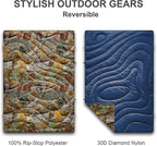 ECOSILK Outdoor Blanket Waterproof | XL Puffy Camping Blanket for Hiking Backpacking | Lightweight Packable Travel Cars Blanket w. Stuff Sack for Picnic Festival |55 X 79 in| Forest Camo…