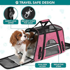 PetAmi Airline Approved Pet Carrier for Cats & Small Dogs, Soft Sided TSA Travel Carrier Bag Sherpa Bed, Breathable Mesh Ventilation, Collapsible Bowl, Fit Under Seat, Up to 18 lbs, Small Heather Pink