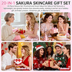 Sakura Skin Care Set for Teenage Girls, Lovely Travel Skincare Set for Women, 20-In-1 Spa Party & Sleepover Skincare Kit with Sleeping Face Mask, Mud Mask, Lip Mask & Exfoliating Scrub, Five of Each