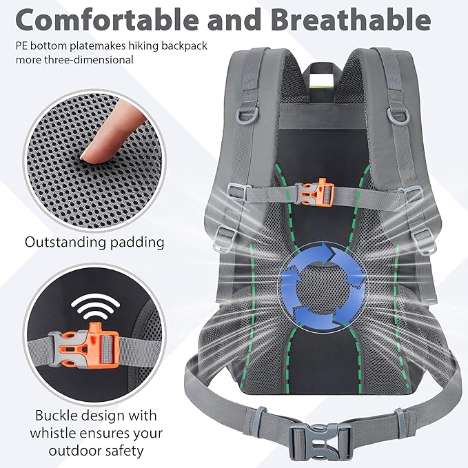 Hiking Backpack 30L Lightweight Travel Daypack Small Day Pack for Men Women Outdoor Camping Backpacking, Green