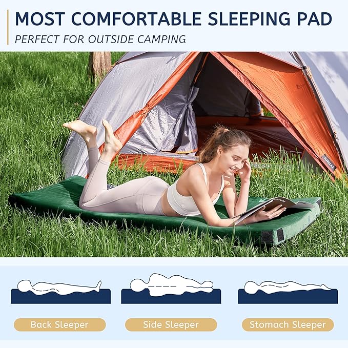 HomeMate CertiPUR-US Memory Foam Camping Mattress Pad Portable Roll Up Mattress for Adults Sleeping Mat Cot Mattress Pad