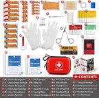 Mini First Aid Kit, 100 Pieces Water-Resistant Hard Shell Small Case - Perfect for Travel, Outdoor, Home, Office, Camping, Hiking, Car (Red)