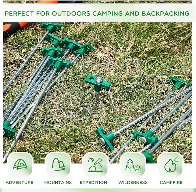 Shimeyao 10" Tent Stakes Camping Heavy Duty Stakes Bulk Metal Ground Pegs Camping Spikes Galvanized for Outdoor Pitching Canopy