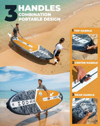 MOUSA 10‘8/11'×35" Extra Wide Inflatable Stand Up Paddle Board, Stable Paddleboard SUP for 2 People/Family, Anti-Slip Full EVA Deck, 3 Handles, 100L Backpack, All-Round Sup Board, Big Fin