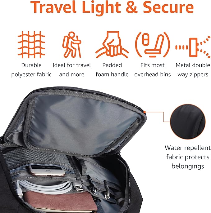 Amazon Basics Travel Laptop Backpack for 15.6 inch Laptop, Black | for 15.6 inch Laptop