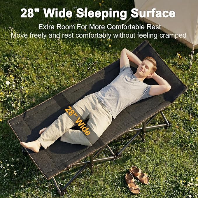 ABORON 2PK XXL Camping Cot for Adults 900LBS - 78"×32" Oversized Folding Bed with Mattress Pad, Heavy Duty 1200D Oxford Outdoor Cot with Carry Bag