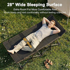 ABORON Camping Cot for Adult 28" Extra Wide, 2PK Heavy-Duty 1200D Oxford Cot for Sleeping, Portable Folding Camp Bed with Mat & Carry Bag