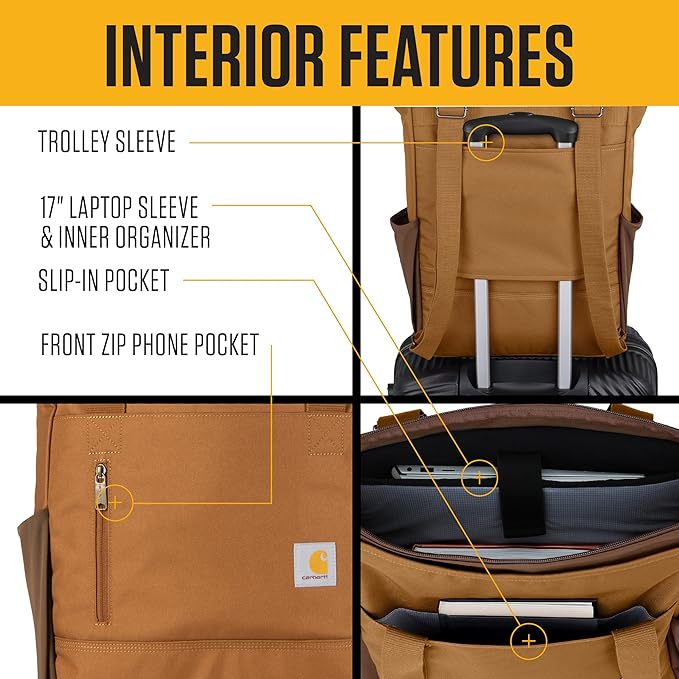 Carhartt Classic Convertible Backpack Tote, Durable Water Repellent Material W/ 17" Laptop Sleeve, Port