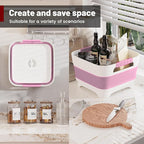 2.4 Gal Collapsbile Wash Basin with Drian Plug,9L Dish Pan for Soaking Baby Bottles,Portable Sink, Multiuse Foldable Bucket,Ice Beverage Tubs for Camping, Vegetable Washing, RV (Pink)