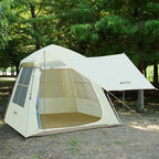 Instant Pop Up Camping Tent - 7'×7' 4 Person, 5-Sided Ventilation, UV-Blocking Top & Hexagonal Awning, Portable for Patio/Beach