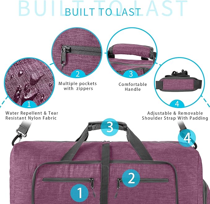 Vomgomfom Travel Duffle Bag for Men,65L 85L 115L Foldable Travel Duffel Bag with Shoes Compartment Overnight Bag for Men Women