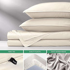 Split King Sheets by Pure Bamboo, Genuine 100% Organic Viscose Derived from Bamboo Bed Sheet Set, Soft & Cooling, Double Stitching *Not for Split Top (Split King, Ivory)