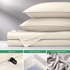 Twin XL Sheets by Pure Bamboo, Genuine 100% Organic Viscose Derived from Bamboo Bed Sheet Set, Luxuriously Soft & Cooling, Double Stitching, Lifetime Quality Promise (Twin XL, Ivory)