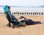 SPORT BEATS Low Beach Chairs Set of 2 Folding Beach Chairs High Back Support with Head Pillows Shoulder Straps