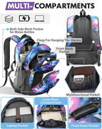 ProEtrade Backpack Bookbag for College Laptop Travel,Fit Laptop Up to 15.6 inch with USB Charging Port Multi Compartment Anti theft, Gift for Women Men (Galaxy)