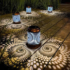 4 Pack Solar Powered Metal LED Lanterns with Handle - Waterproof Outdoor Hanging Lanterns for Garden, Patio, Decor & Christmas Gifts