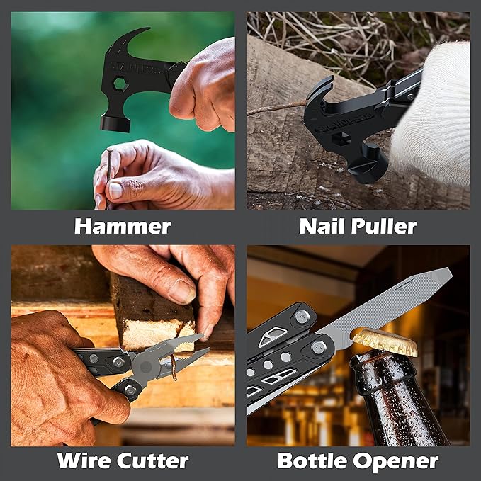 RUSH DEER 14-in-1 Multitool, Gifts for Dad, Mini Hammer Multitool, Small Hammer Tool, Survival Gear and Supplies, Christmas Gift for Boy Husbands