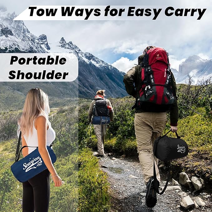 Waterproof Outdoor Blanket 82”X 55” Packable, Stadium Blankets for Camping with Sherpa Fleece Lining, Large Windproof Emergency Throw Mat for Garss Picnic Hiking Road Trip, Machine Washable, Navy