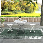 Goplus Folding Stool, 4 Pack 18 inch Foldable Camping Stool for Adults with 440 lb Capacity, Portable Plastic Fold up Stool, Collapsible Round Stool with Handle for Fishing Hiking Gardening BBQ, White