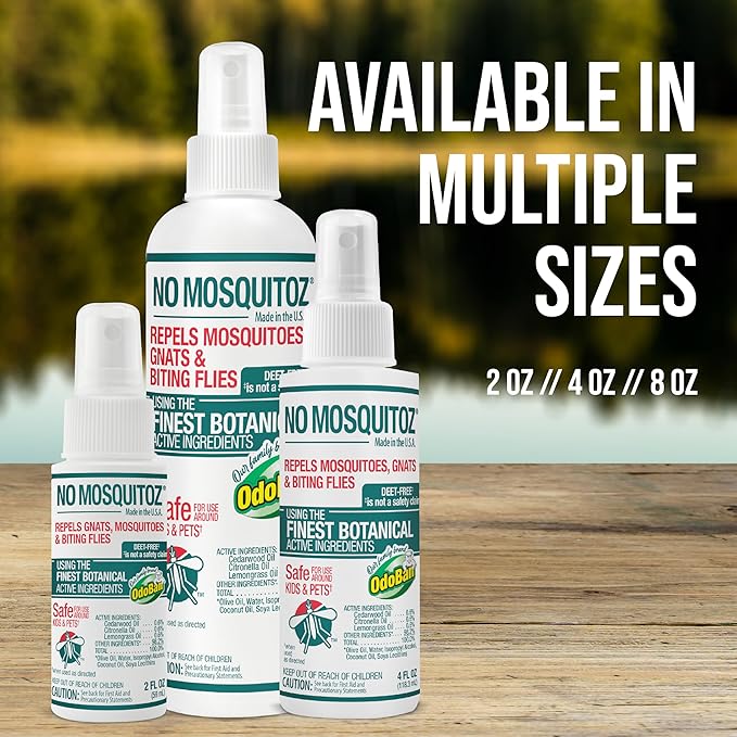 No Mosquitoz Botanical Insect Repellent, DEET-Free, Made with Natural Essential Oils, Non-Greasy Formula, Made in The USA, Woodsy Scent, 4 Ounce Spray Bottle