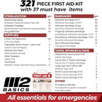 Premium 321 Piece First Aid Kit - M2 BASICS First Aid Kit for Home, Car, Business, Office, School, Travel, Camping, Outdoors - Emergency Medical Supplies, Durable Portable Hard Case