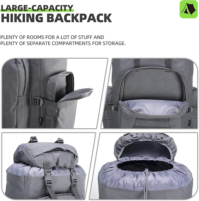 King'sGuard 100L Camping Hiking Backpack Molle Rucksack Military Camping Backpacking Daypack