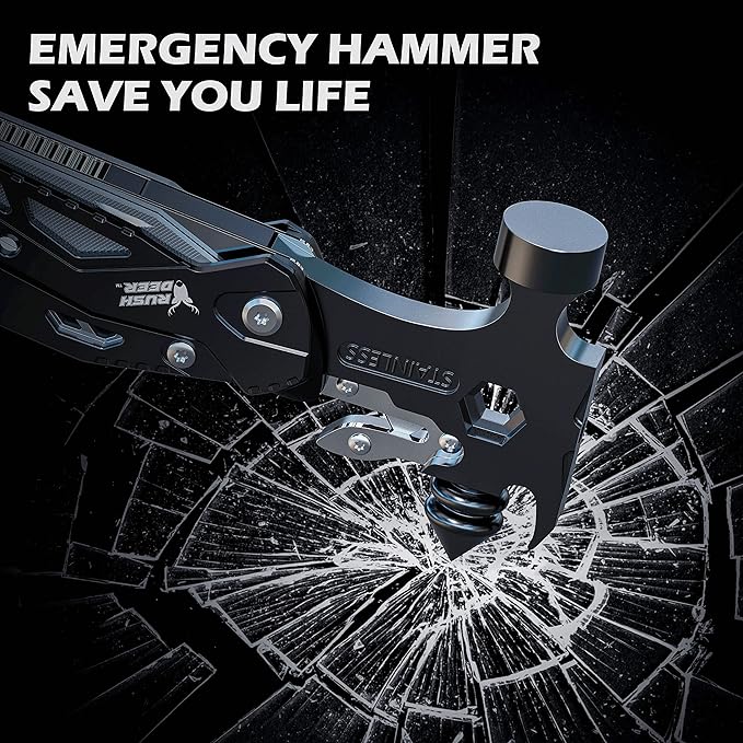 RUSH DEER 16-in-1 Multitool, Gifts for Dad, Hammer Multi tool, Utility Knife Multitools for Men, Survival Gear and Supplies, Christmas Gift for Boy Husbands