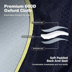 LET'S CAMP Oversized Folding Camping Chair Portable Outdoor Heavy Duty Padded Chairs Lawn Chair with Cup Holder, Storage Pocket and Cooler Bag, Supports 450LBS, for Camp, Travel, Picnic (Blue)