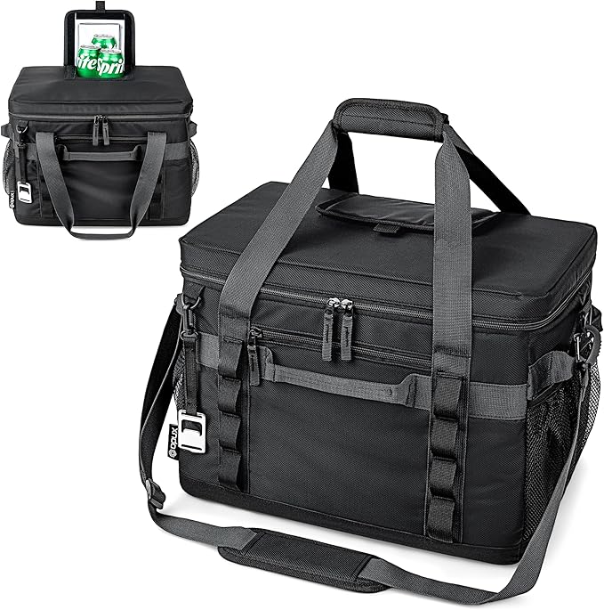 OPUX Cooler Bag, 48 Cans Insulated Soft Collapsible Portable Cooler, Soft Sided Leakproof Cooler for Beach Camping with Shoulder Strap, Ice Chest for Travel Road Trip Picnic, Black