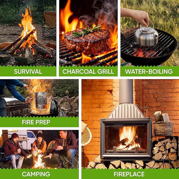 Inflame Fire Starters 800 pcs Fire Starters for Campfires, Grill, BBQ, Fireplace, Woodstove - Charcoal Starter - Waterproof, Weather-Resistant - Natural Wood Fireplace Starters