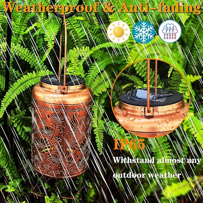 Solar Lights Outdoor Waterproof,Hummingbird Hanging Lantern,Metal Garden Lights,Patio Yard Decor,Housewarming,Decorative Birthday Gifts for Women,Mom,Grandma,1PC