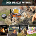 VEVOR Swivel Campfire Grill, Fire Pit Grill Grate over Fire Pits, Heavy Duty Steel Grill Grates, 360° Adjustable Open Fire Outdoor Cooking Equipment, Portable Camp Fire Racks for Camping Outdoor BBQ