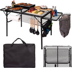 Folding Table w/ Carry Bag, Paper Towel Holder, Garbage Holder, Wing Panels, 3x2 FT Foldable Table for Portable Grill, Picnic, Outdoor, Beach, Small Folding Table Adjustable Height,Camping Table, BBQ