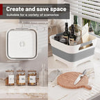 2.4 Gal Collapsbile Wash Basin with Drian Plug,9L Dish Pan for Soaking Baby Bottles,Portable Sink, Multiuse Foldable Bucket,Ice Beverage Tubs for Camping, Vegetable Washing, RV (Gray)