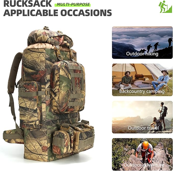 King'sGuard 100L Camping Hiking Backpack Molle Rucksack Military Camping Backpacking Daypack