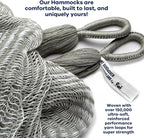 Handwoven Hammock by Yellow Leaf Hammocks - Family Size, Fits 2+ PPL, 550lb max - Weathersafe, Super Strong, Easy to Hang, Ultra Soft, Artisan Made - Color: Stripe Grey - White