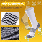 FOOTPLUS Hiking Copper Compression Socks,Unisex Cushioned Sole Arch Support Athletic Crew Running Socks