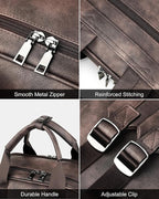 MASINTOR Leather Laptop Backpack for Women, Stylish Computer Backpack College Business Work Shoulder Bags Work and Travel Retro Coffee