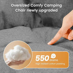 Oversized Padded Comfy Camping Chair for Adults, Portable Padded Lawn Chair, Weight Capacity 400 LBS, Heavy Duty Moon Leisure Folding Chair for Camping, Hiking, Carry Bag, Orange (2 Pack)