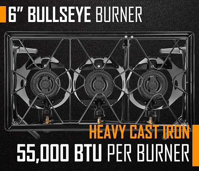 Concord Triple Burner Outdoor Propane Stove Cooker w/Regulator, 3 Burner Stove Brewing Supply