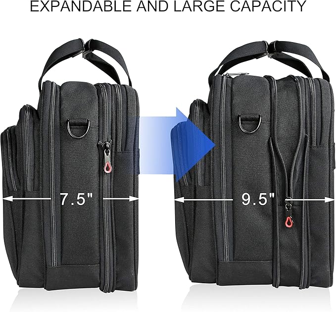 KROSER Laptop Bag Premium Laptop Briefcase Fits Up to 17.3 Inch Laptop Expandable Water-Repellent Shoulder Messenger Bag Computer Bag for Travel/Business/Men/Women-Black