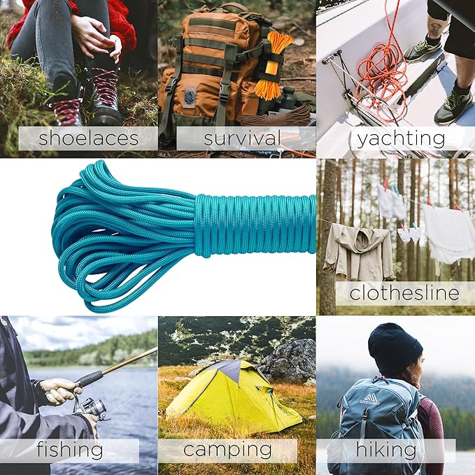 TECEUM 5/32" Paracord Rope 1000 – 1000ft / 200ft / 100ft / 50ft – Tactical Parachute Cord 4mm – 45+ Colors – Nylon String for Survival & Camping Gear – Stripe Cord for Survival – Utility Rope