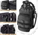 OneTigris Tactical Half Gallon Water Bottle with Straw - 64 oz Vacuum Insulated Stainless Steel Water Jug, Leakproof Sport Bottle with 3 BPA Free Lids, Paracord Handle & MOLLE Water Pouch for Outdoor