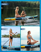 Inflatable Stand Up Paddle Board 10'8“*34"/11'*33" Extra Wide Paddle Boards for Adults, SUP with Premium Accessories & Nylon Backpack, Adjustable Paddle, Hand Pump, Bottom Fin, Leash
