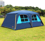 KTT Extra Large Tent 12 Person,Awning Family Cabin Tents,2 Rooms,3 Doors and 3 Windows with Mesh,Straight Wall,Waterproof,Double Layer,Big Tent for Outdoor,Picnic,Camping,Family Gathering