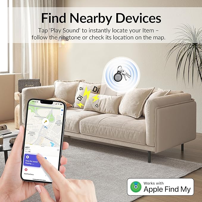 Air Tracker Tag - 2 Pack [Apple MFi Certified] Bluetooth Trackers Works with Apple Find My (iOS Only) - IP67 Waterproof Item Finders | Track Keys, Wallet, Luggage, Backpack & Pets