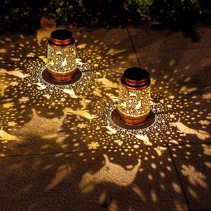 Dog Solar Lanterns Outdoor Waterproof Hanging Solar Lights Dog Gifts for Women Men Metal Decorative LED Lanterns for Yard, Patio, Lawn, Tabletop, Pathway, Landscape, Garden Decor, Dog Lovers Gifts